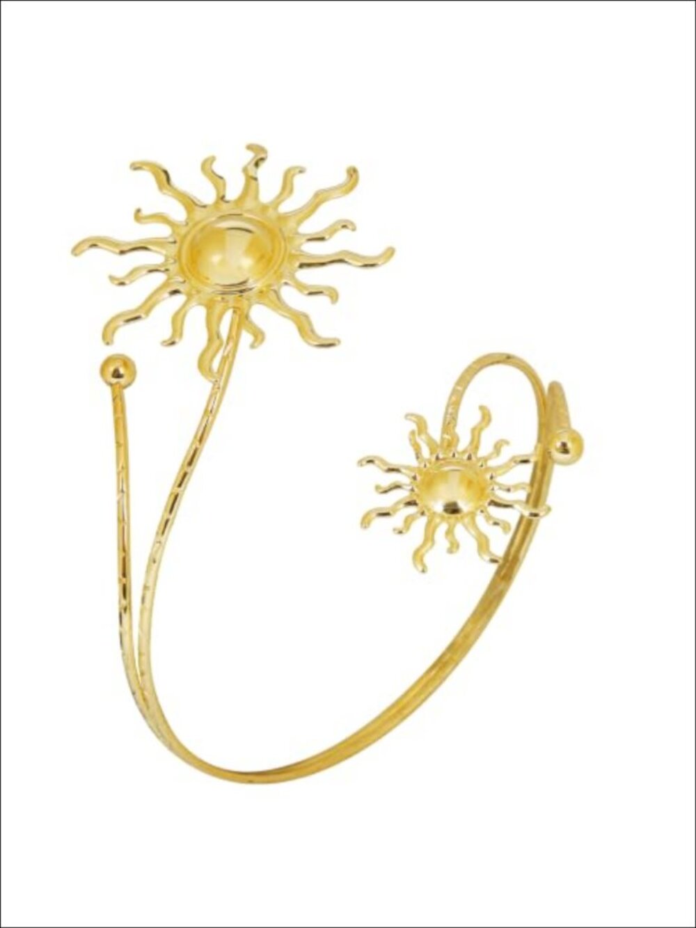 Gold Plated Adjustable Arm Cuff Bracelet Open Stackable Sunburst Armlet